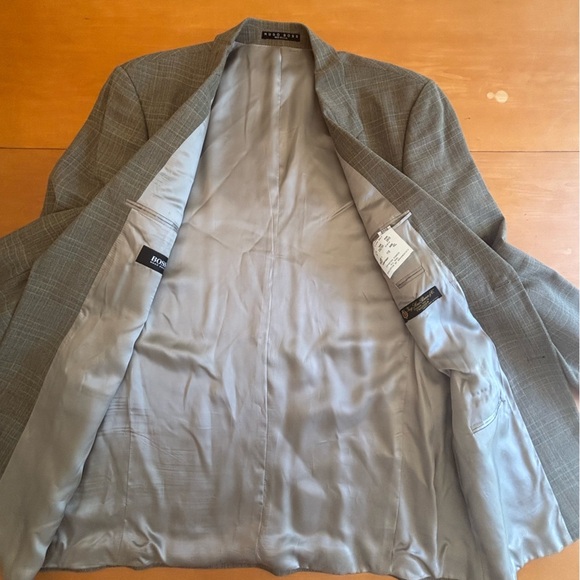 BOSS Boss Hugo 46L gray tan blue plaid wool
Sports coat suit jacket long - Picture 5 of 12